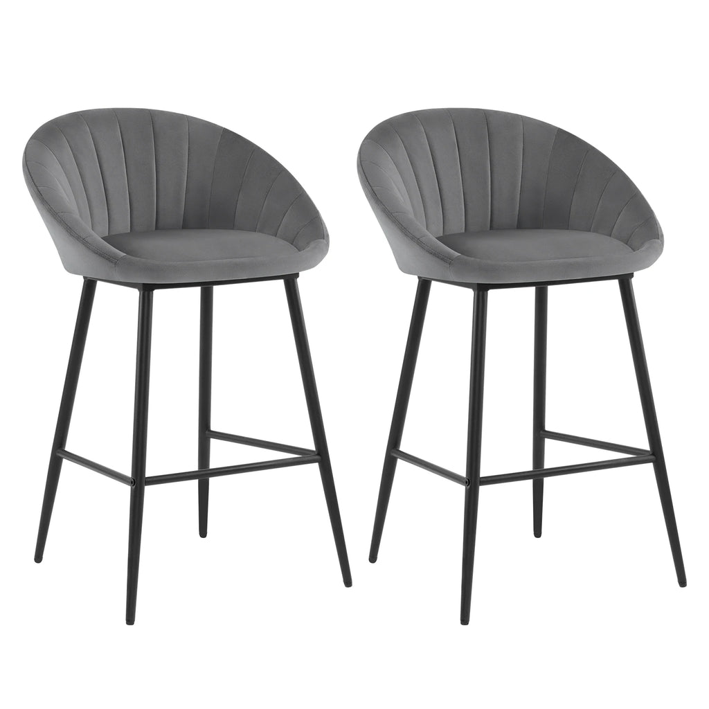 Ensemble – 2 chaises de bar scandinaves 65 cm en velours soyeux – Nordvik