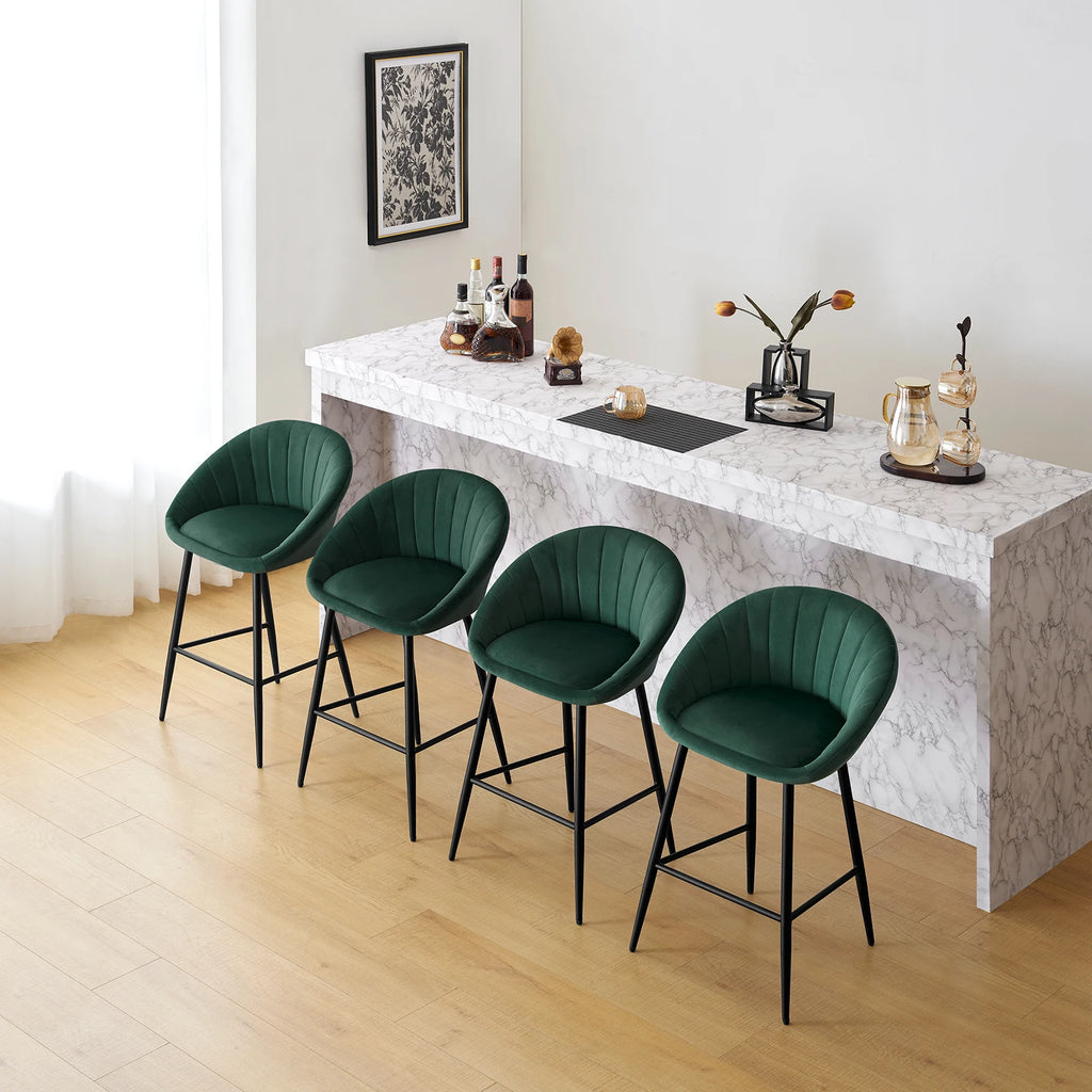 Ensemble – 2 chaises de bar scandinaves 65 cm en velours soyeux – Nordvik