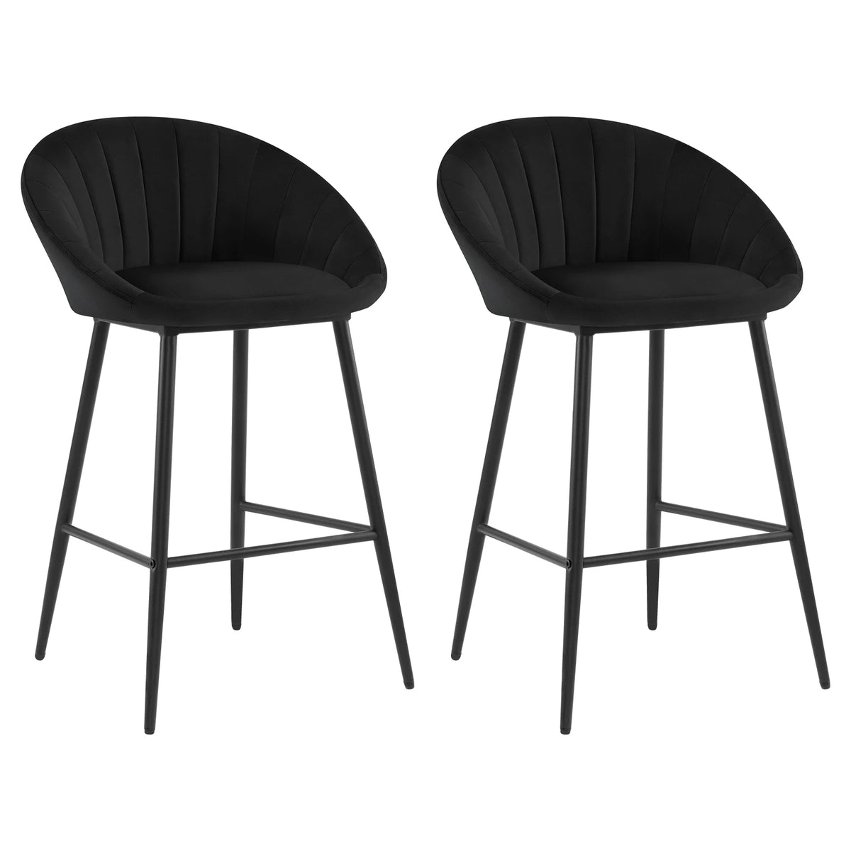 Ensemble – 2 chaises de bar scandinaves 65 cm en velours soyeux – Nordvik