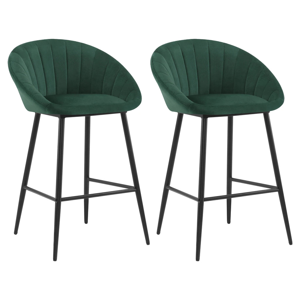 Ensemble – 2 chaises de bar scandinaves 65 cm en velours soyeux – Nordvik