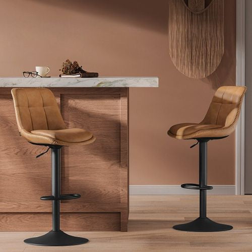 Ensemble – 2 chaises de bar en cuir aux lignes épurées et courbes – Arden