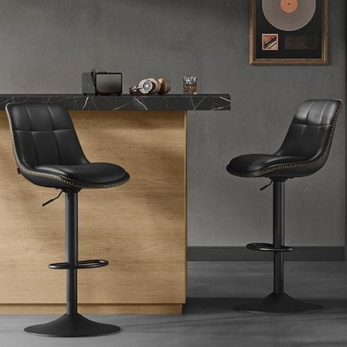 Ensemble – 2 chaises de bar en cuir aux lignes épurées et courbes – Arden