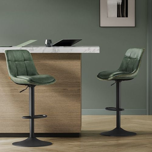 Ensemble – 2 chaises de bar en cuir aux lignes épurées et courbes – Arden