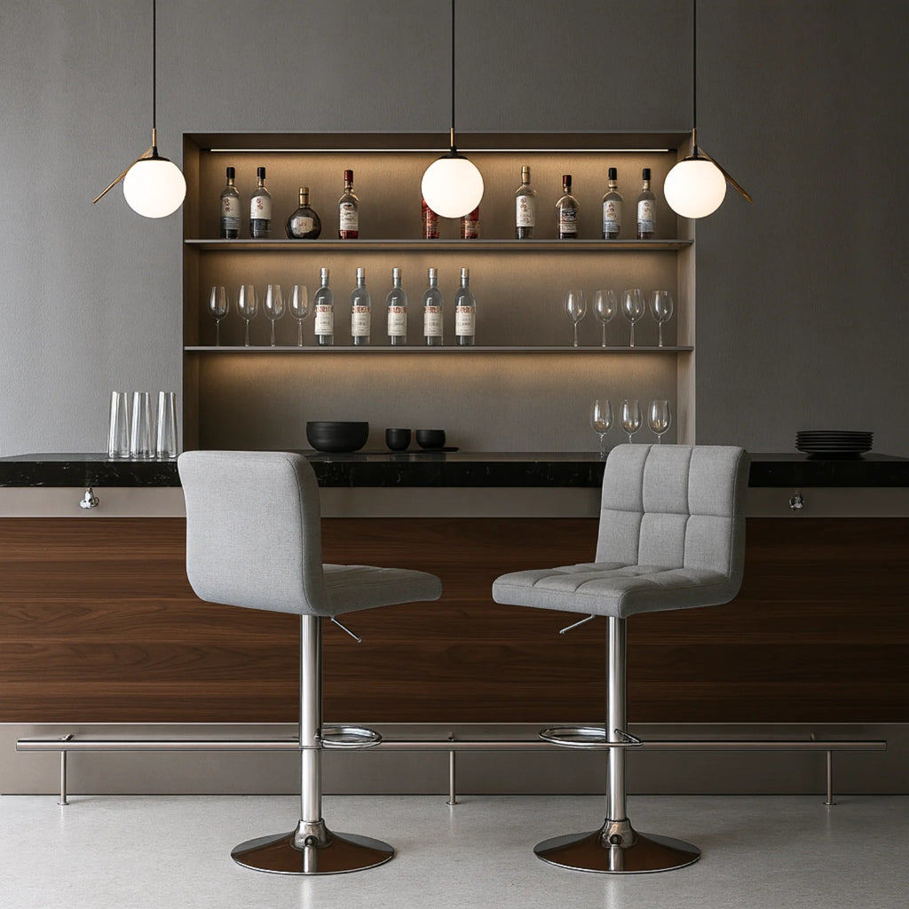 Ensemble – 2 Chaises de Bar en Tissu au Design Sobre et Matelassé – Nova