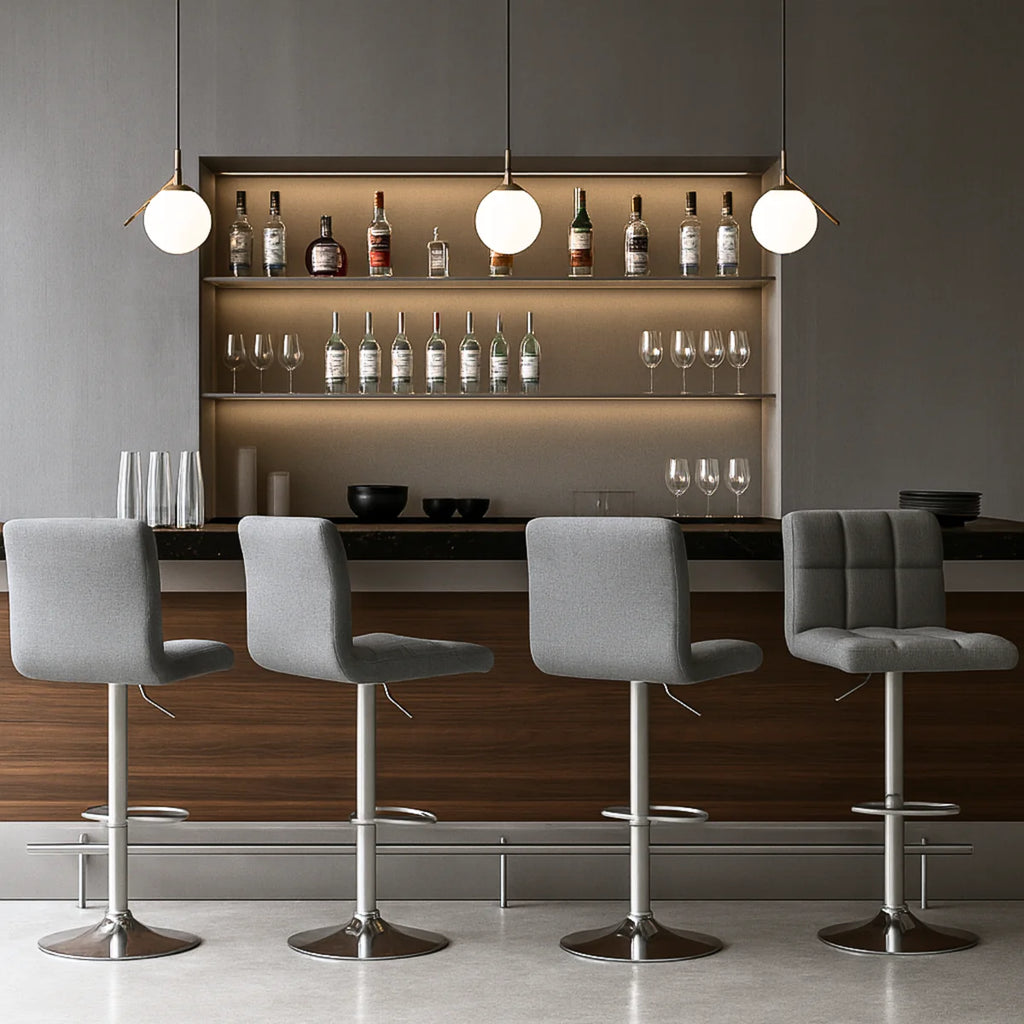 Ensemble – 2 Chaises de Bar en Tissu au Design Sobre et Matelassé – Nova