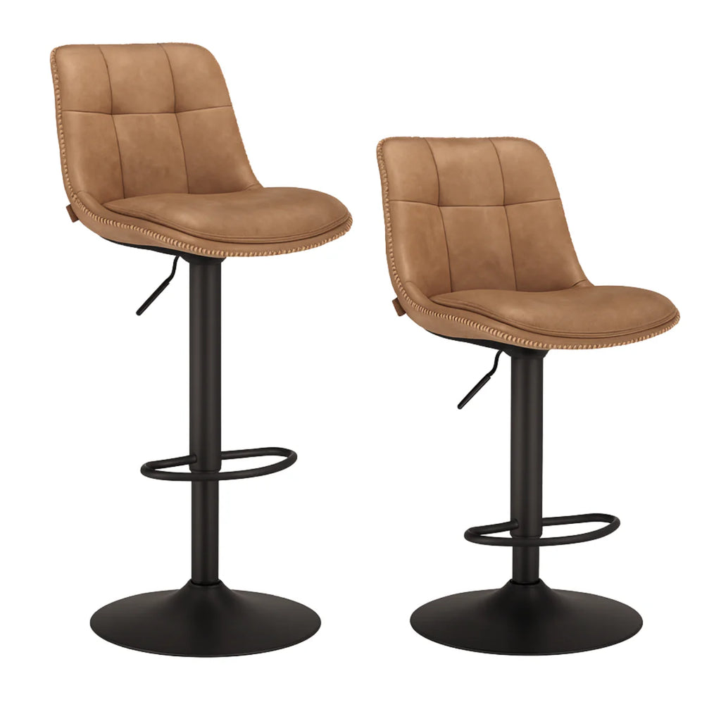 Ensemble – 2 chaises de bar en cuir aux lignes épurées et courbes – Arden