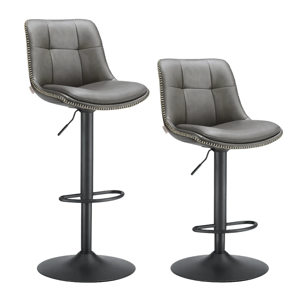 Ensemble – 2 chaises de bar en cuir aux lignes épurées et courbes – Arden