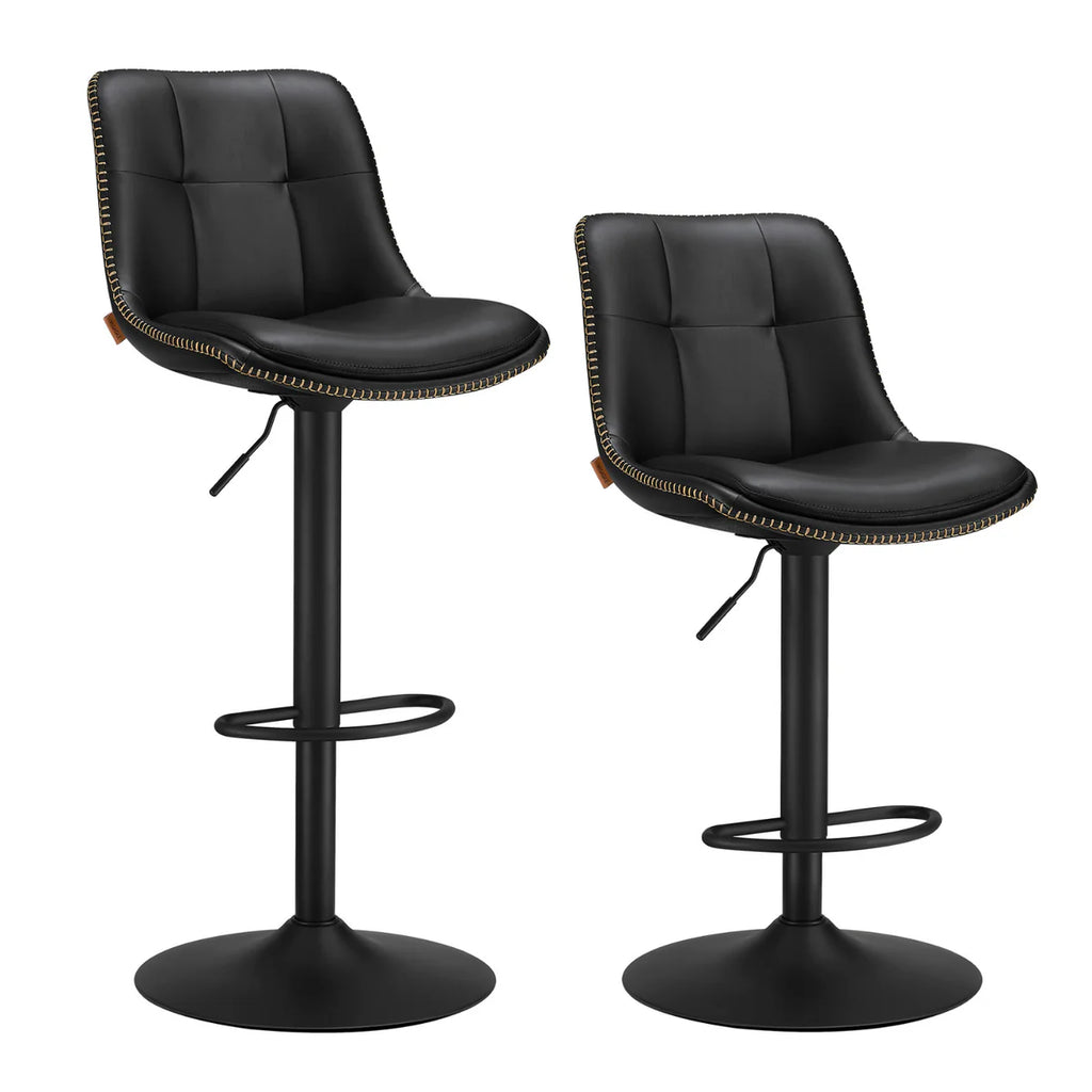 Ensemble – 2 chaises de bar en cuir aux lignes épurées et courbes – Arden