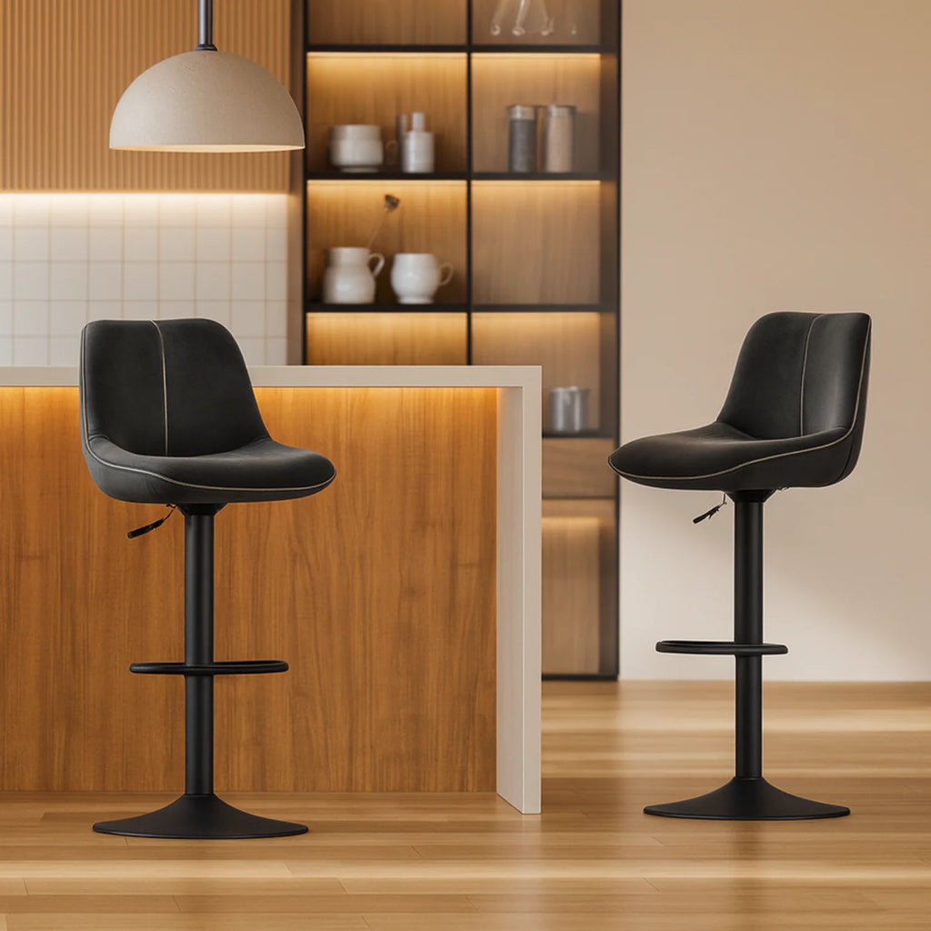Ensemble – 2 chaises de bar en velours sobre et confortable – Spencer