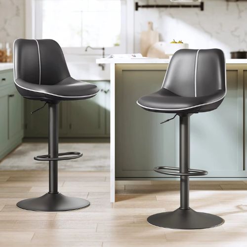 Ensemble – 2 chaises de bar en velours sobre et confortable – Spencer