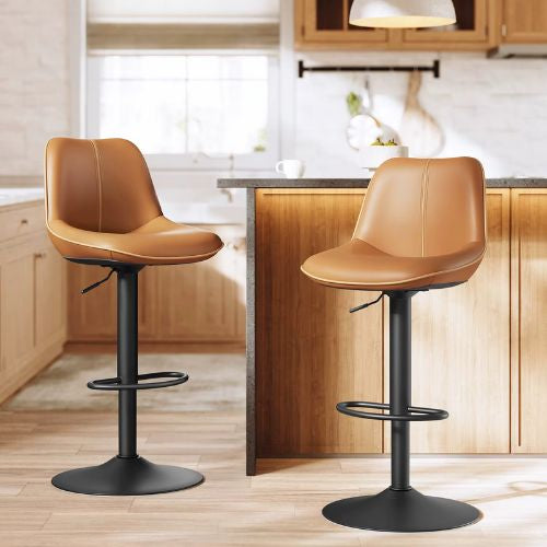 Ensemble – 2 chaises de bar en velours sobre et confortable – Spencer