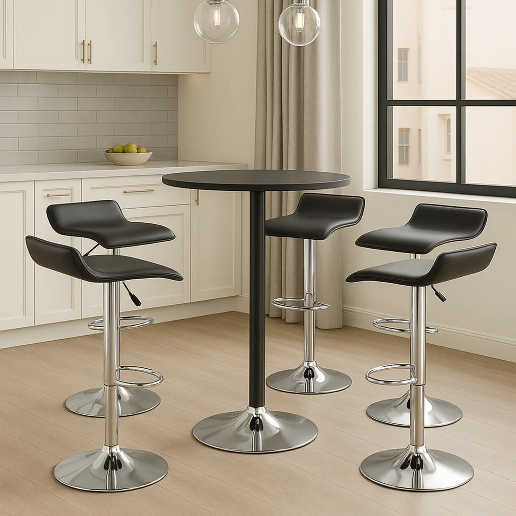 Ensemble – 2 tabourets de bar en cuir au style minimaliste – Linea