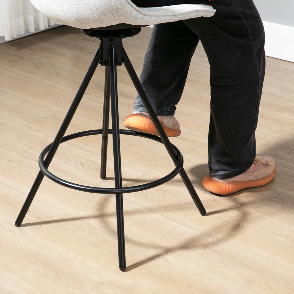 Ensemble – 2 chaises de bar style nordique 65 cm au textile clair et soyeux – Lund