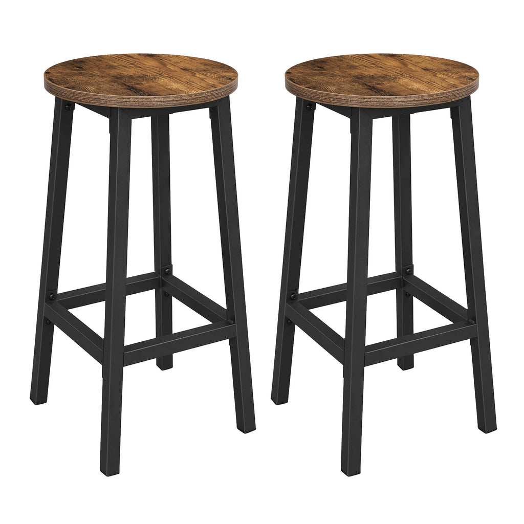 Ensemble – 2 tabourets de bar 65 cm d'inspiration atelier en bois et métal – Sawyer