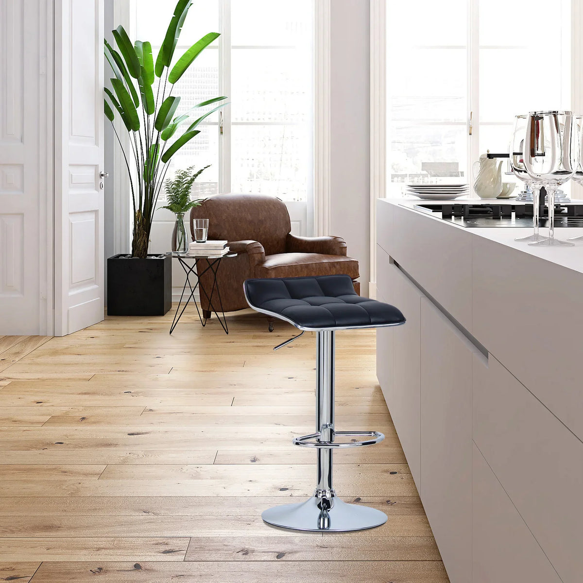 Ensemble – 2 tabourets de bar chromés au style épuré – Knox