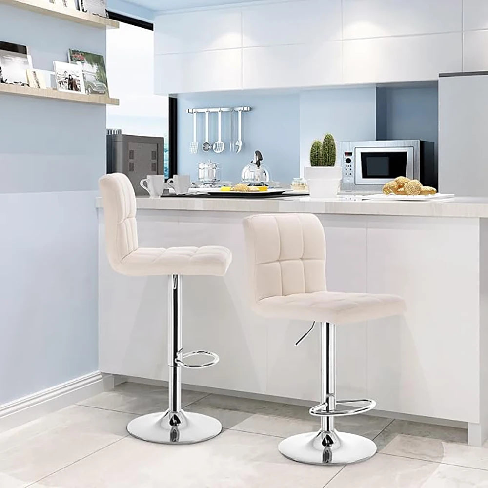 Ensemble – 2 Chaises de Bar en Tissu au Design Sobre et Matelassé – Nova