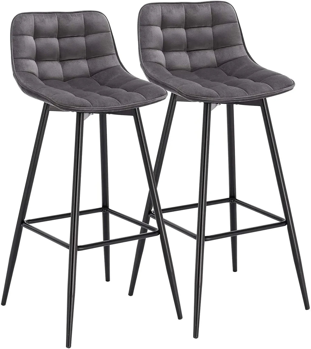 Ensemble – 2 chaises de bar scandinaves au velours raffiné – Bergen