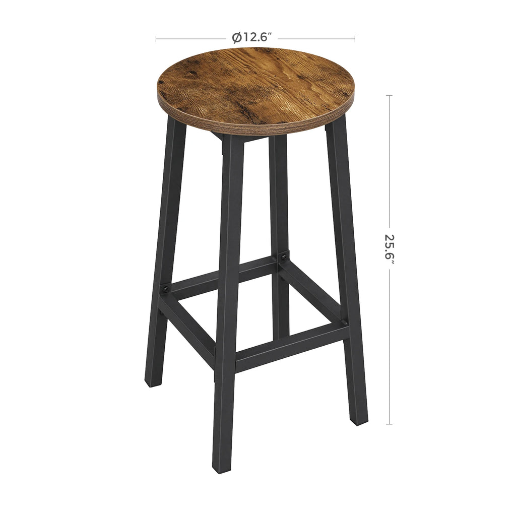 Ensemble – 2 tabourets de bar 65 cm d'inspiration atelier en bois et métal – Sawyer