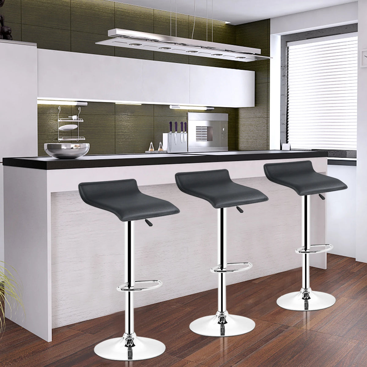 Ensemble – 2 tabourets de bar en cuir au style minimaliste – Linea