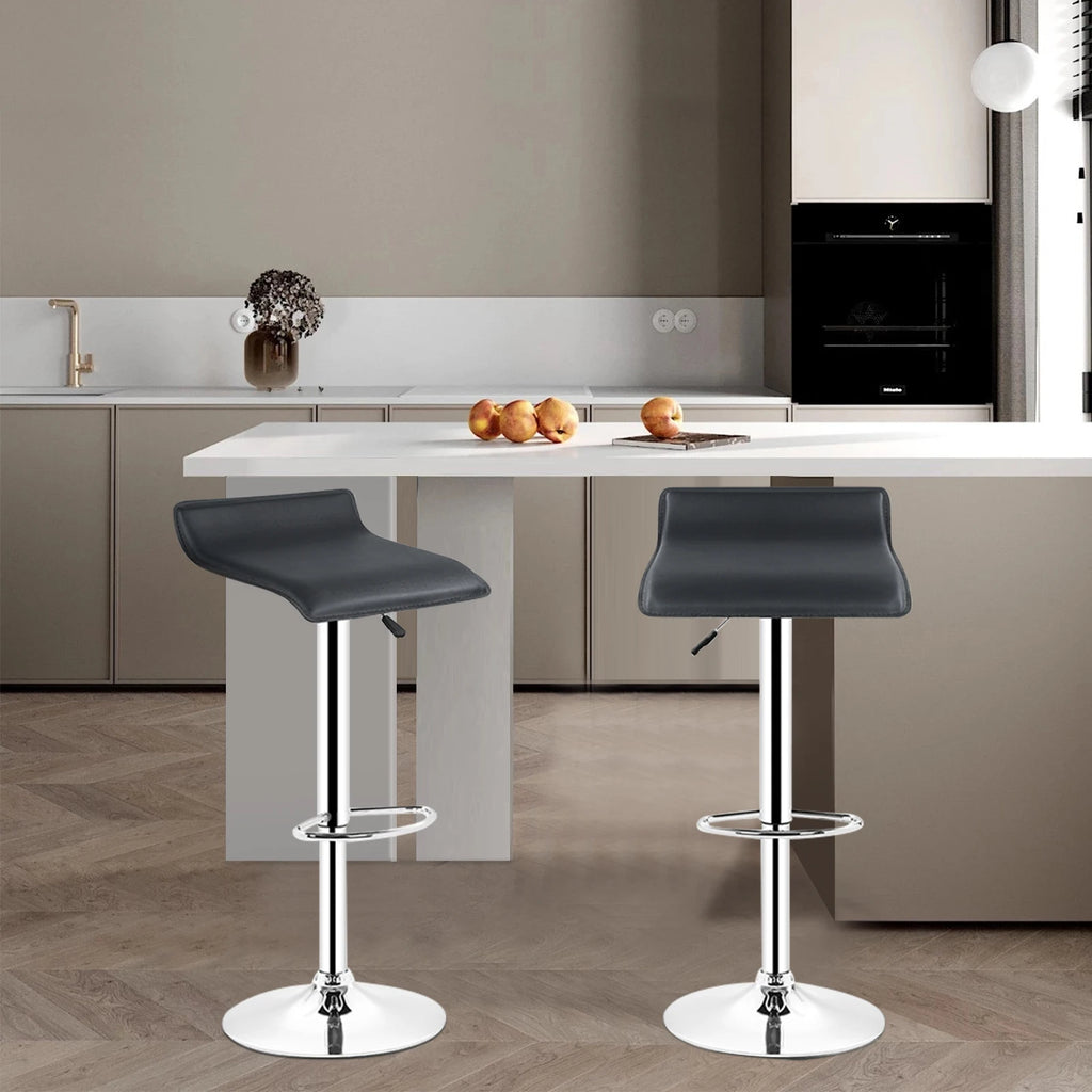 Ensemble – 2 tabourets de bar en cuir au style minimaliste – Linea