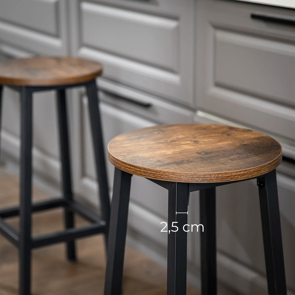 Ensemble – 2 tabourets de bar 65 cm d'inspiration atelier en bois et métal – Sawyer