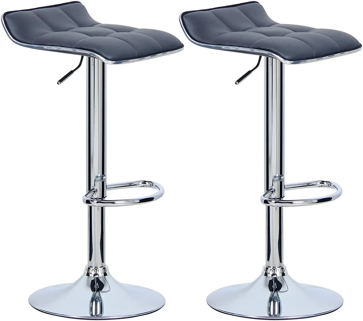 Ensemble – 2 tabourets de bar chromés au style épuré – Knox