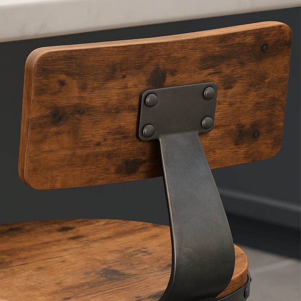 Ensemble – 2 chaises de bar 60 cm au design industriel et boisé – Denver